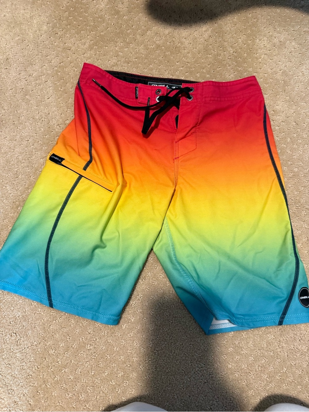 O'Neill Boys Rainbow Ombre Swim Trunks - Red, Orange, Yellow, Green, Blue